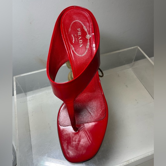 PRADA Patent leather slides red sz 36 made in italy - Picture 10 of 16